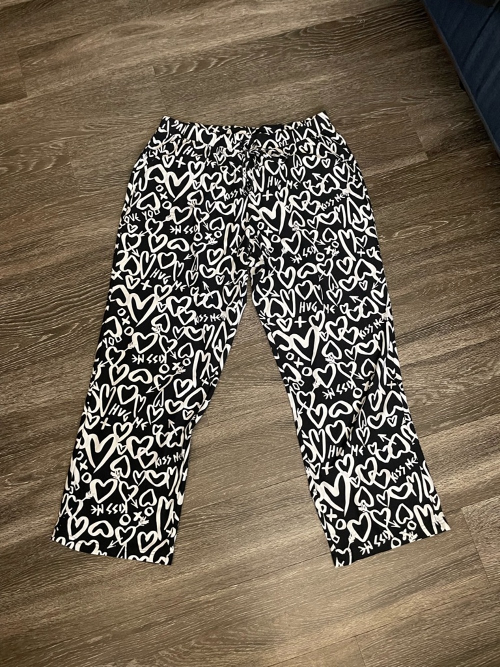 Sonoma Black Pants with White Heart Print